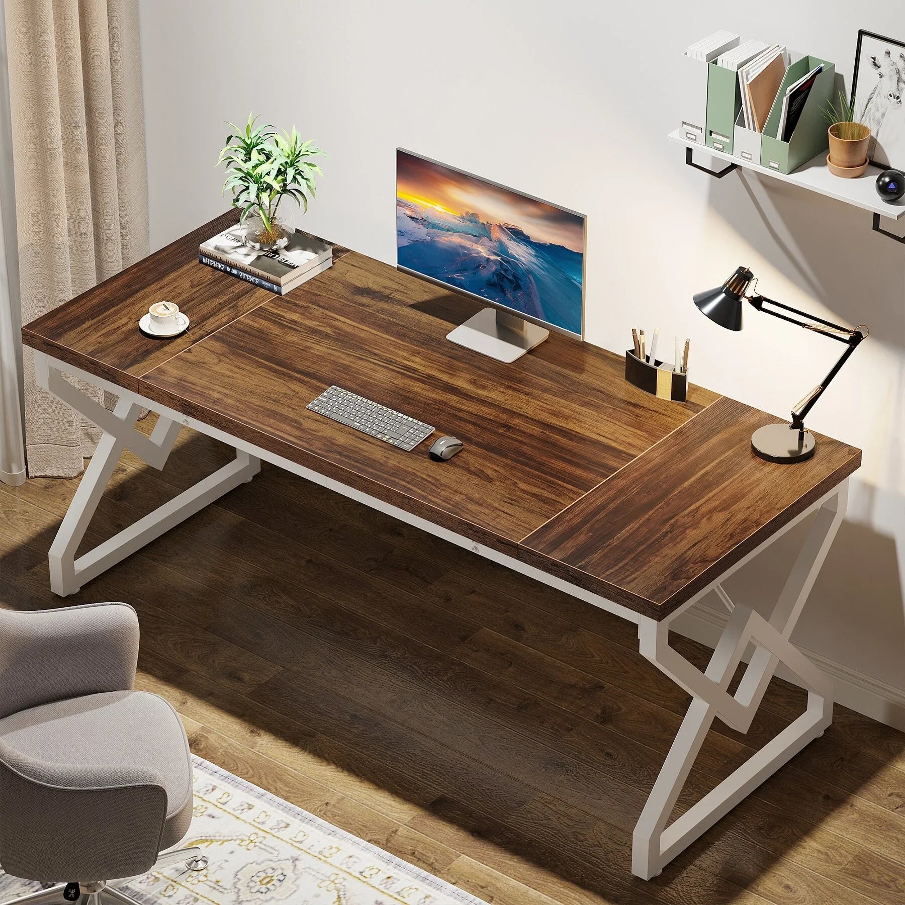 63-In Large Executive Desk, Home Office Computer Desk