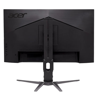 Rear view of black Acer gaming monitor with angular design and sturdy stand