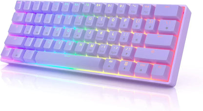 RGB mechanical gaming keyboard with pastel purple keys and vibrant backlighting, Byte Style
