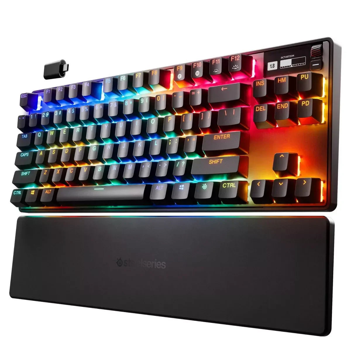 RGB mechanical gaming keyboard with wrist rest, retro 8-bit style, Byte Style setup