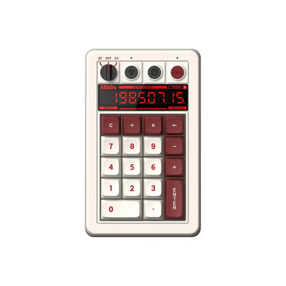 Retro 8-bit style wireless numeric keypad with LED display and red and white keys