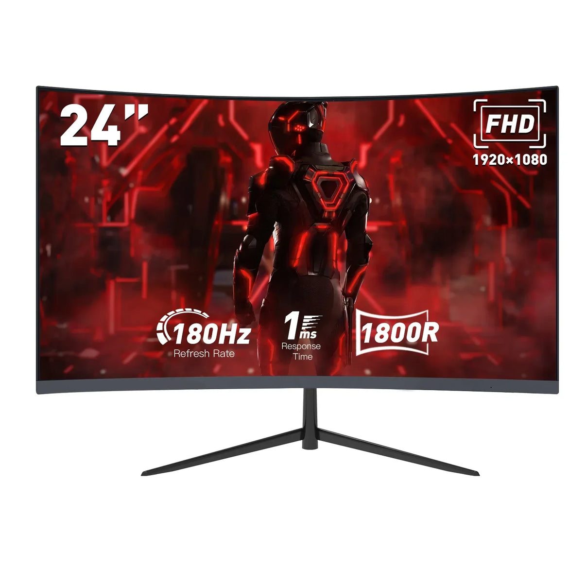 24-inch curved gaming monitor with 180Hz refresh rate, 1ms response time, FHD 1920x1080 resolution