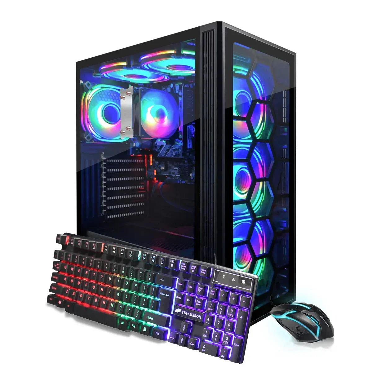 Gaming PC Computer Desktop, AMD Ryzen 5 3400G up to 4.2Ghz, 16G DDR4, 512G SSD, Wifi 6 & BT 5.2, RGB Fan X6, Windows 11 Home