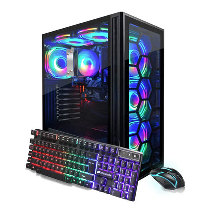 Gaming PC Computer Desktop, AMD Ryzen 5 3400G up to 4.2Ghz, 16G DDR4, 512G SSD, Wifi 6 & BT 5.2, RGB Fan X6, Windows 11 Home