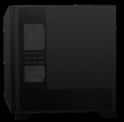 Black high airflow PC case side panel with ventilation mesh and expansion slot cutouts