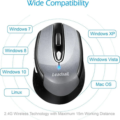 Wireless Mouse for Laptop, 2.4G Portable Slim Cordless Computer Mouse Less Noise, 6 Buttons, for Windows 10/8/7/Mac/Macbook Pro/Air/Hp/Dell/Lenovo/Acer
