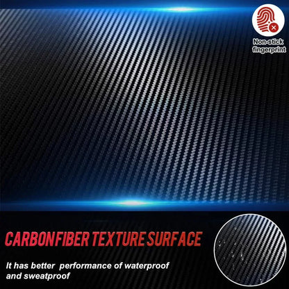 Close-up of black carbon fiber texture surface with waterproof and sweatproof features