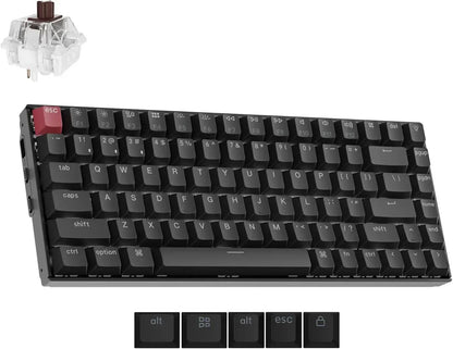 Black mechanical gaming keyboard with red escape key, brown switch, and custom keycaps, Byte Style