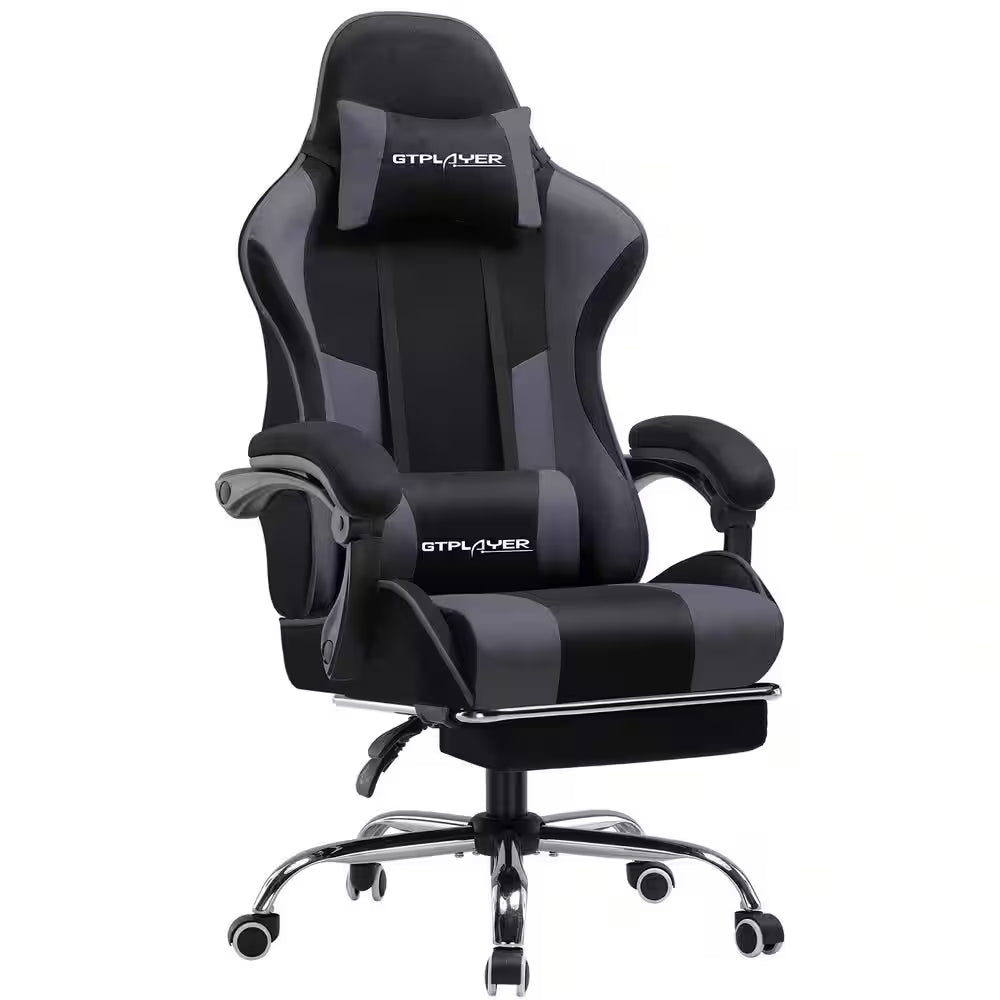 GTPLAYER gaming chair with lumbar support, adjustable armrests, and footrest for ergonomic comfort