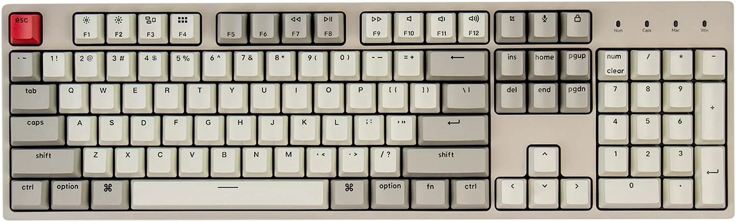 Retro beige mechanical gaming keyboard with red escape key, full layout, Byte Style gear