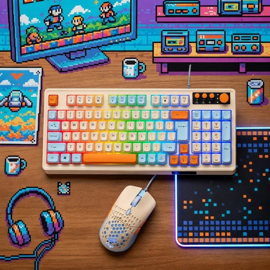 CshidWorld 98-Key Wired Keyboard & Mouse Combo | RGB | Volume Knob | Media Controls | Spill-Resistant | Anti-Ghosting