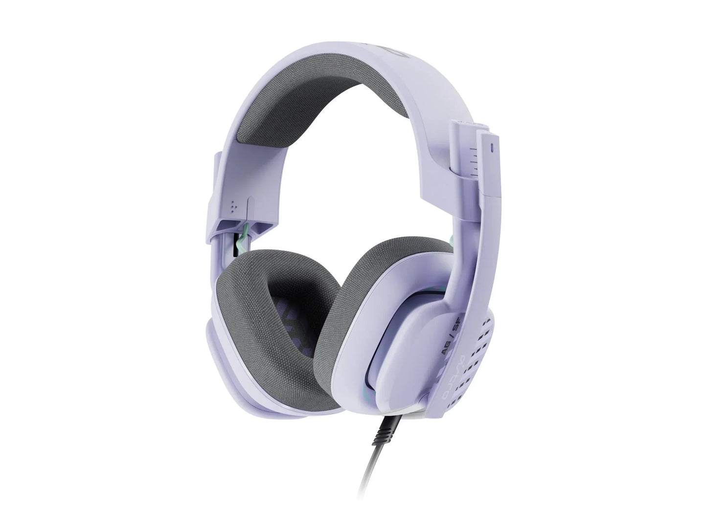 Lilac wired over-ear gaming headset with cushioned ear pads and adjustable headband