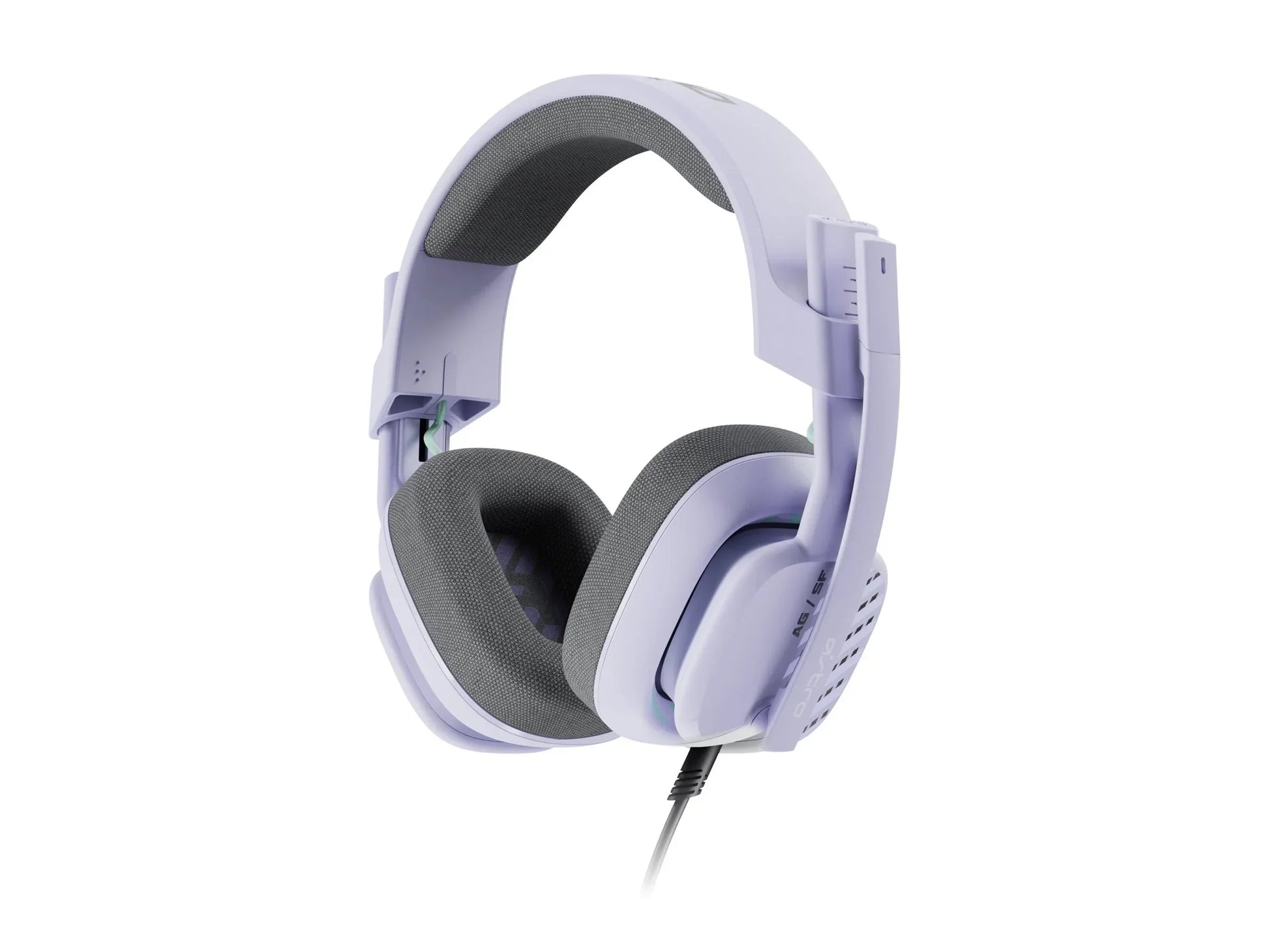 Lilac wired over-ear gaming headset with cushioned ear pads and adjustable headband