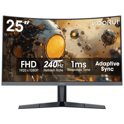 25" FHD Gaming Monitor, 240Hz 1080P Curved Monitor, Adaptive G-Sync, New, G2511XC