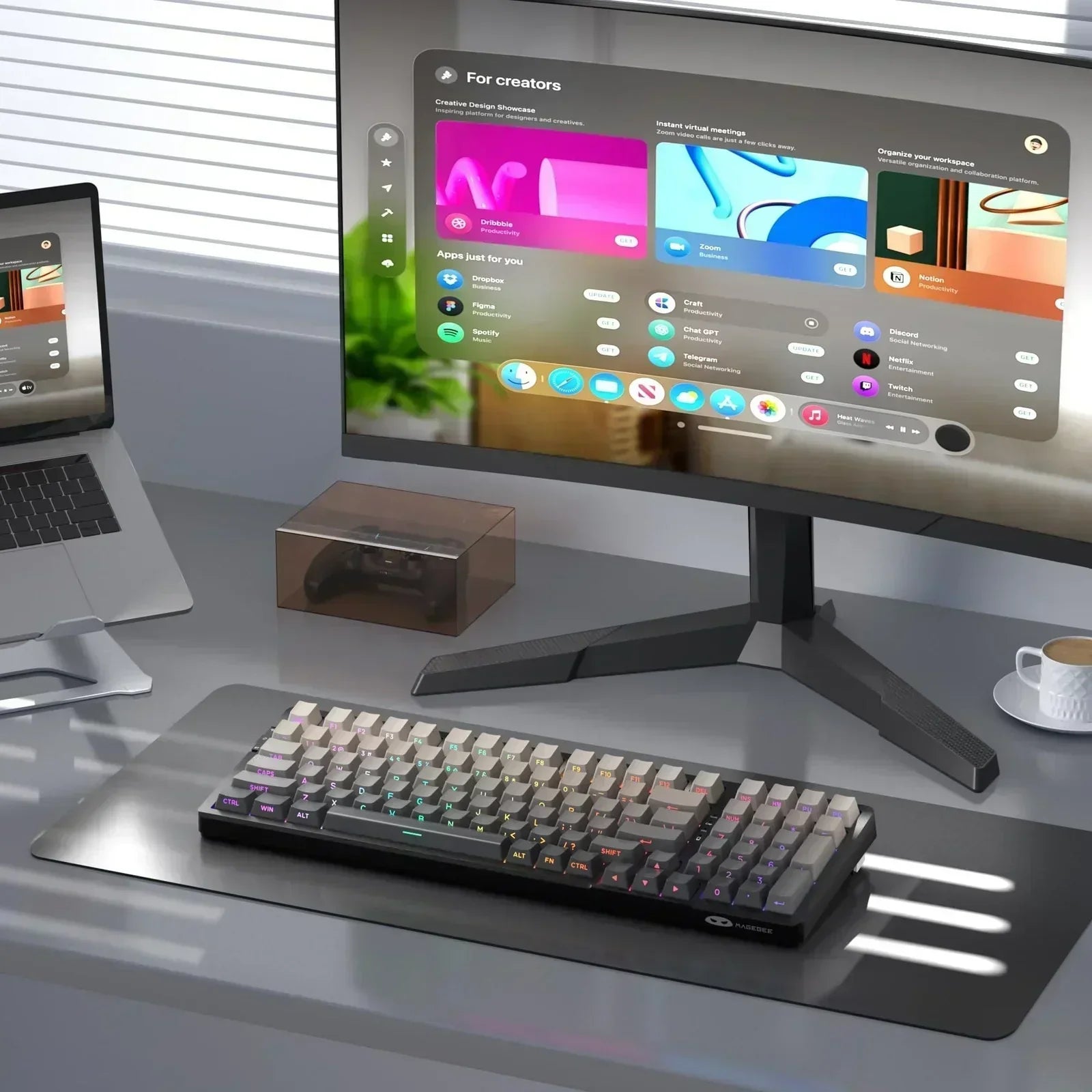 Magegee LIGHT100 Wireless Creamy Keyboard, Gasket Structure Hot Swappable, 2....