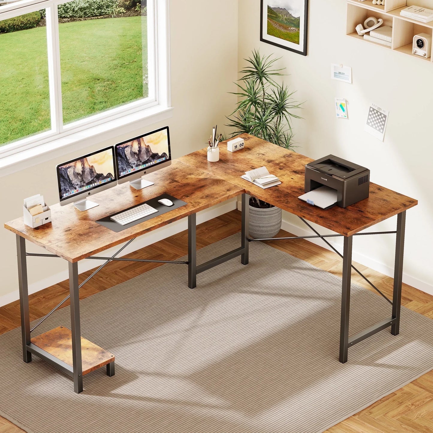 49 Inch L Shaped Desk - Computer Desk Corner Desks Gaming Desk PC Table with CPU Stand for Home Office Dorm Sturdy Writing Workstation, Gray