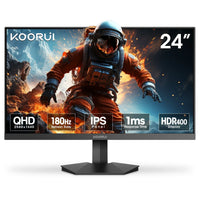 Koorui 24-inch gaming monitor with QHD 2560x1440, 180Hz refresh, IPS panel, 1ms response, HDR400