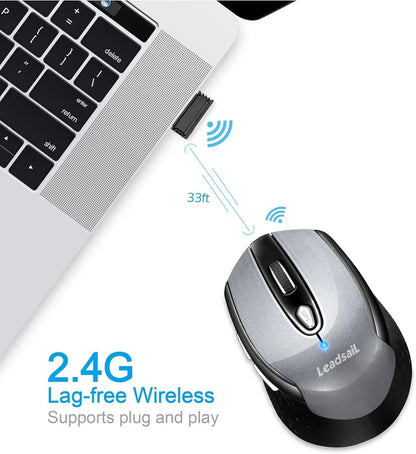 Wireless Mouse for Laptop, 2.4G Portable Slim Cordless Computer Mouse Less Noise, 6 Buttons, for Windows 10/8/7/Mac/Macbook Pro/Air/Hp/Dell/Lenovo/Acer