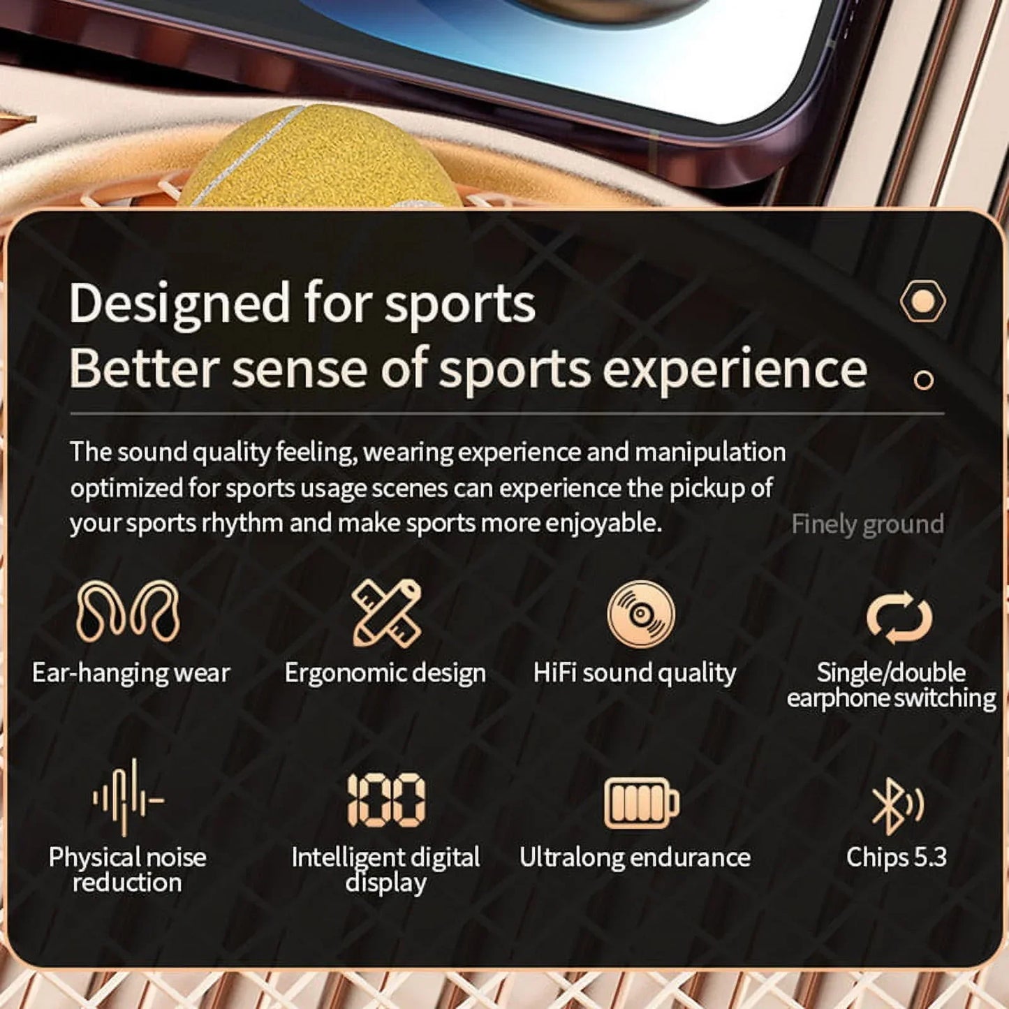 Wireless Earbuds Bluetooth 5.3 TWS Headphones LED Diaplay Hi-Fi Sweatproof Noise Canceling Earhooks Earphone with Charging Case