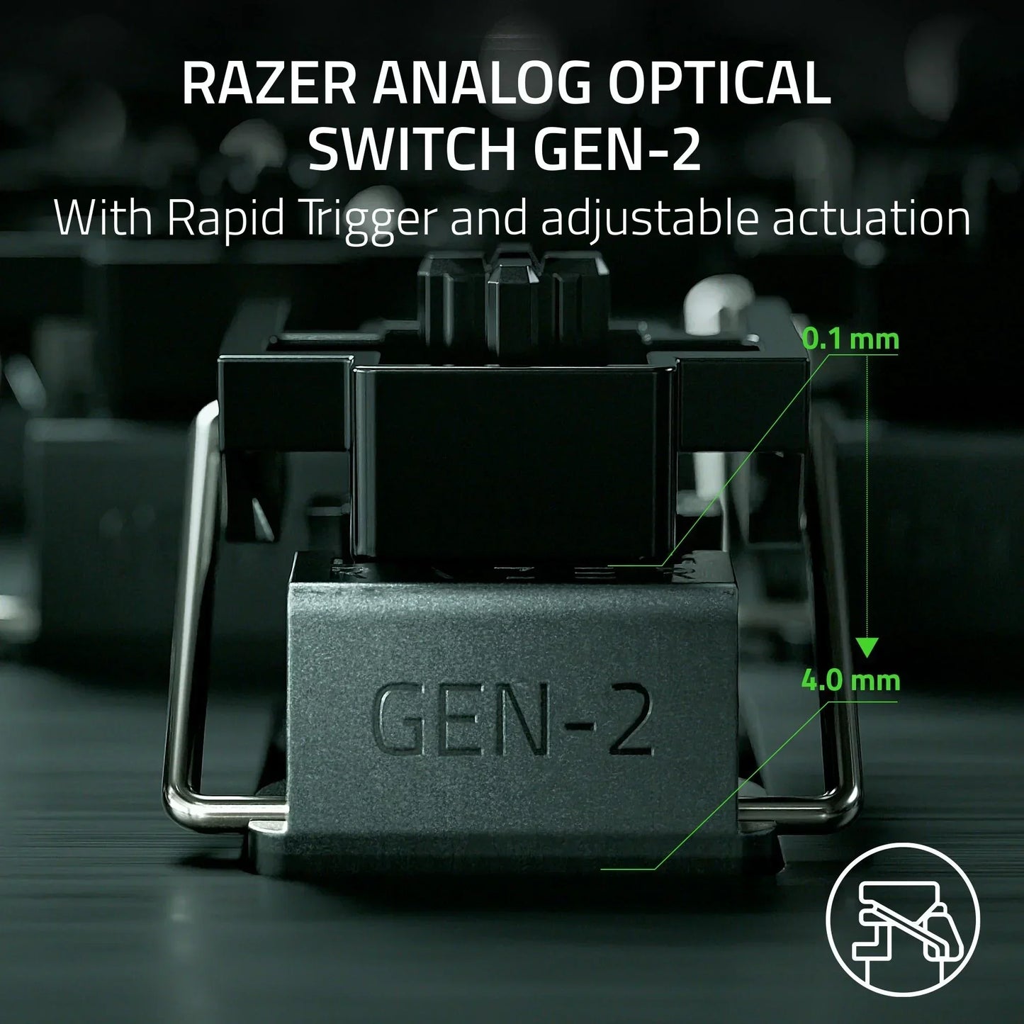 Close-up of Razer Analog Optical Switch Gen-2 with rapid trigger for gaming keyboards