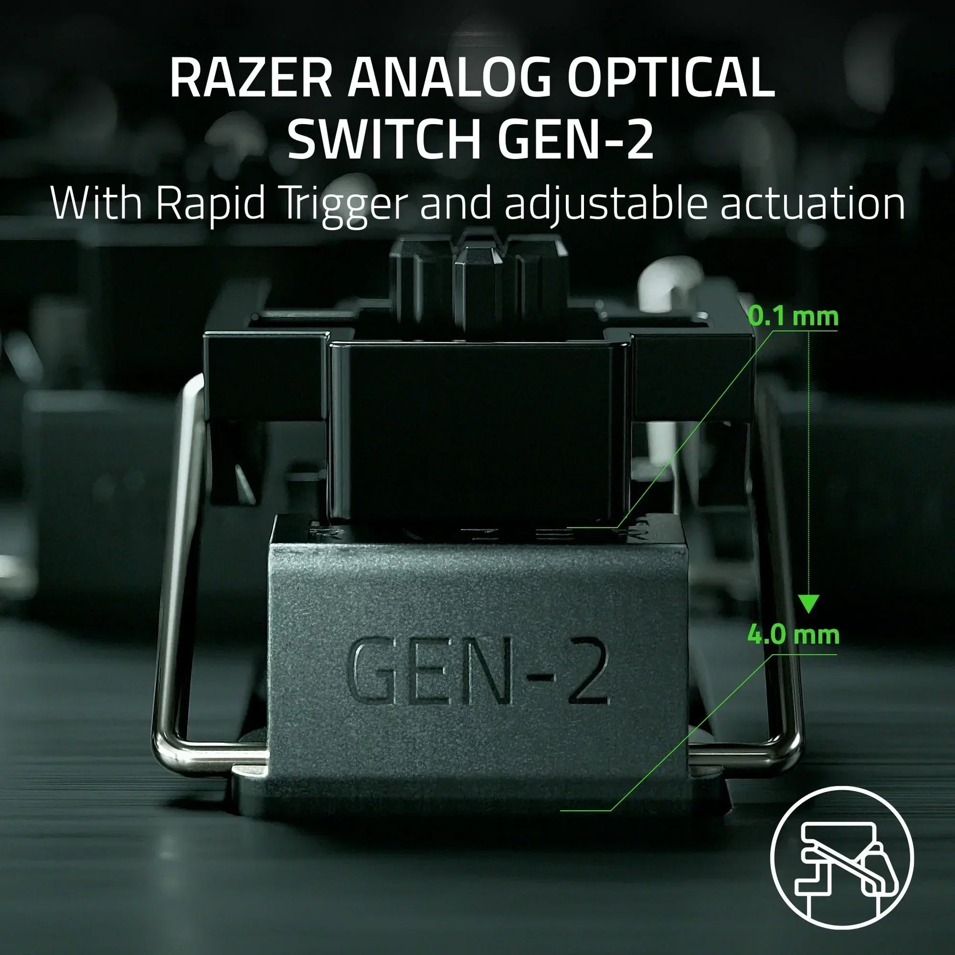 Close-up of Razer Analog Optical Switch Gen-2 with rapid trigger for gaming keyboards