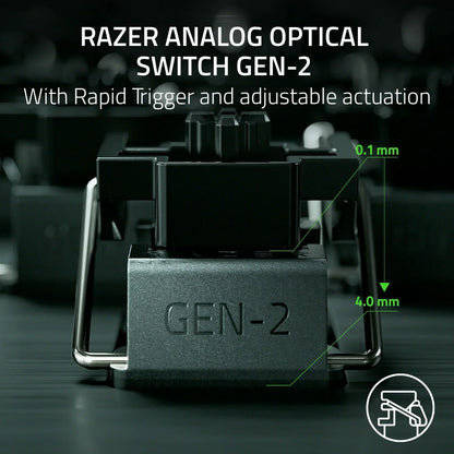Close-up of Razer Analog Optical Switch Gen-2 with rapid trigger for gaming keyboards