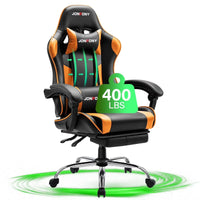 JONFONY black and orange ergonomic gaming chair with adjustable armrests and 400 lbs weight capacity
