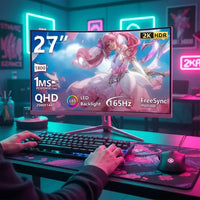 27-inch gaming monitor with QHD 2560x1440, 165Hz, vibrant anime graphics, LED backlight