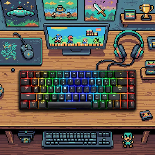 Lexonelec MK68 Wired Gaming Keyboard | 68 Keys | Blue Switches | RGB Backlit | Black