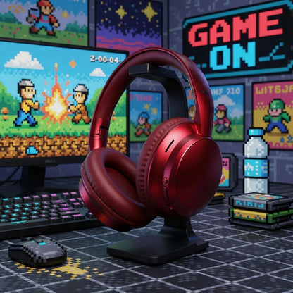 Platinet PHB086 Wireless Headphones | Bluetooth 5.4 | Up to 40Hr Playtime | 3 EQ Modes | 4-Mic ENC | Bass Boost | Red