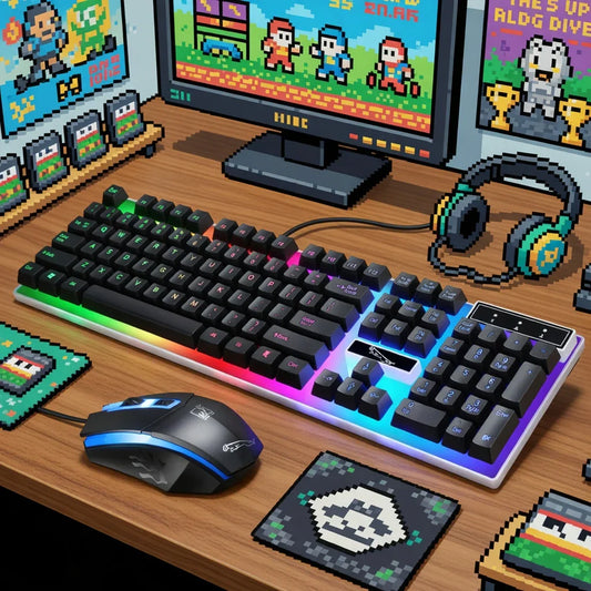 COWIN Gaming Keyboard & Mouse Combo | 104 Keys | LED Rainbow Backlit | Black