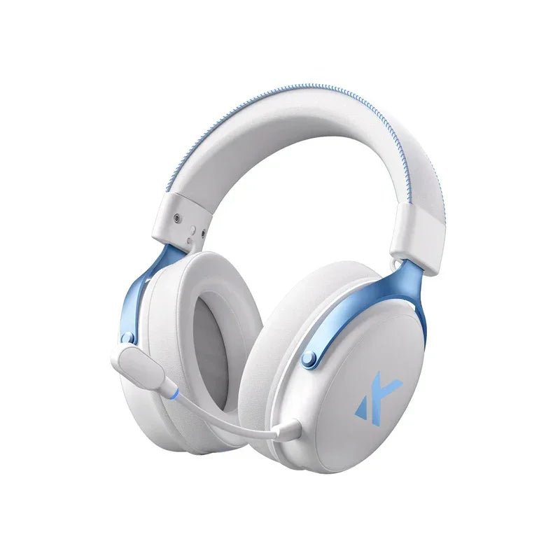 White and blue gaming headset with mic, perfect for PC and console gamers