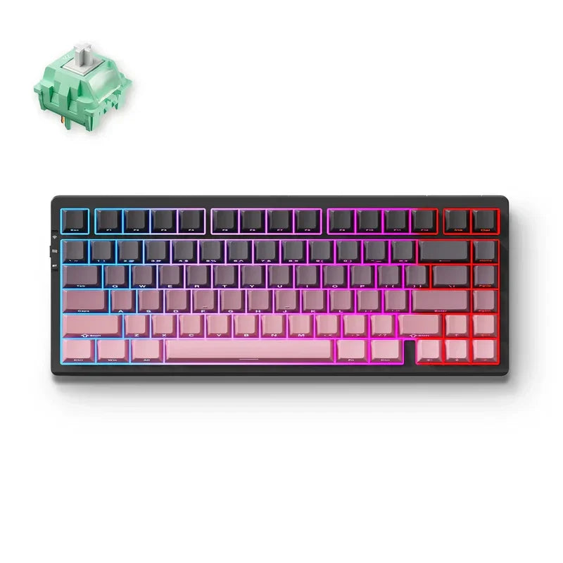 RGB mechanical gaming keyboard with customizable backlighting and mint switch, ideal for retro 8-bit setups