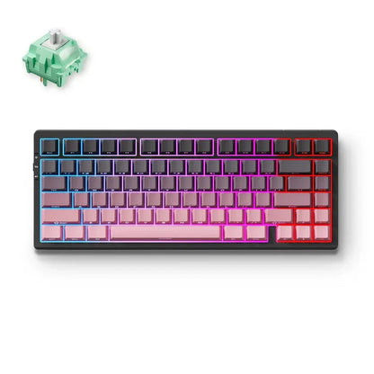 RGB mechanical gaming keyboard with customizable backlighting and mint switch, ideal for retro 8-bit setups