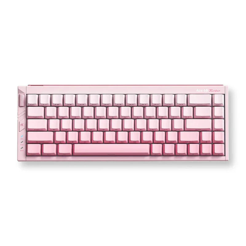 MCHOSE Ace 68 Turbo pink mechanical gaming keyboard with full aluminum body, retro 8-bit style