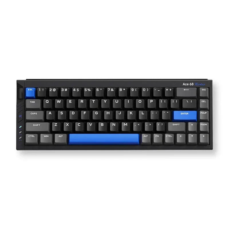 MCHOSE Ace 68 Turbo black gaming keyboard with blue keycaps, compact eSports design