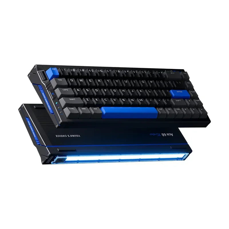 MCHOSE Ace 68 Turbo aluminum gaming keyboard with blue accents and RGB lighting
