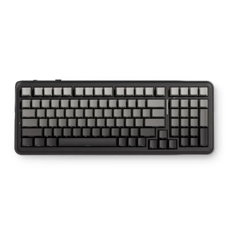 Black full-size gaming keyboard with gray keycaps, ideal for PC setup and retro 8-bit style