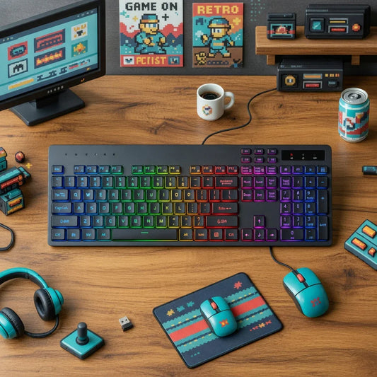 Marvo Wireless Keyboard | Full Size | 7-Color RGB Backlit | 2.4G | Rechargeable | Grey