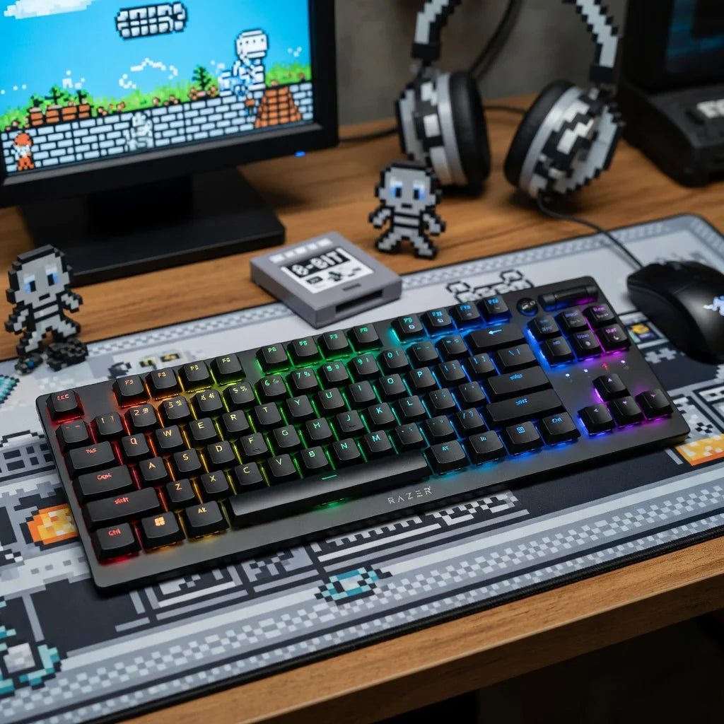 Razer DeathStalker V2 Pro TKL Wireless Gaming Keyboard | Low-Profile Optical Linear Red Switches | HyperSpeed Wireless | Bluetooth | Chroma RGB | Up to 200Hr Battery | Snap Tap