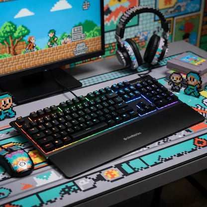 SteelSeries Apex 3 RGB Gaming Keyboard | 10-Zone RGB | IP32 Water Resistant | Magnetic Wrist Rest