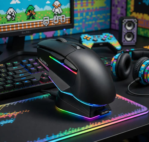 Dareu A955 Wireless Gaming Mouse | RGB Charging Dock | Tri-Mode | Up to 12,000 DPI | Fully Programmable | Up to 120Hr Battery