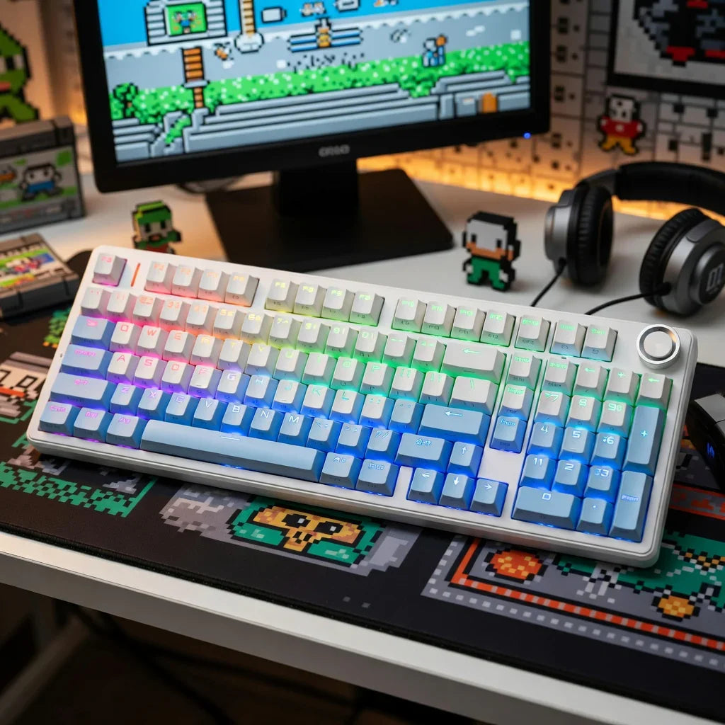 AULA F99 Pro Wireless Mechanical Gaming Keyboard | 99-Key | Hot-Swappable | RGB | 5-Layer Padding | 8000mAh Battery | Knob