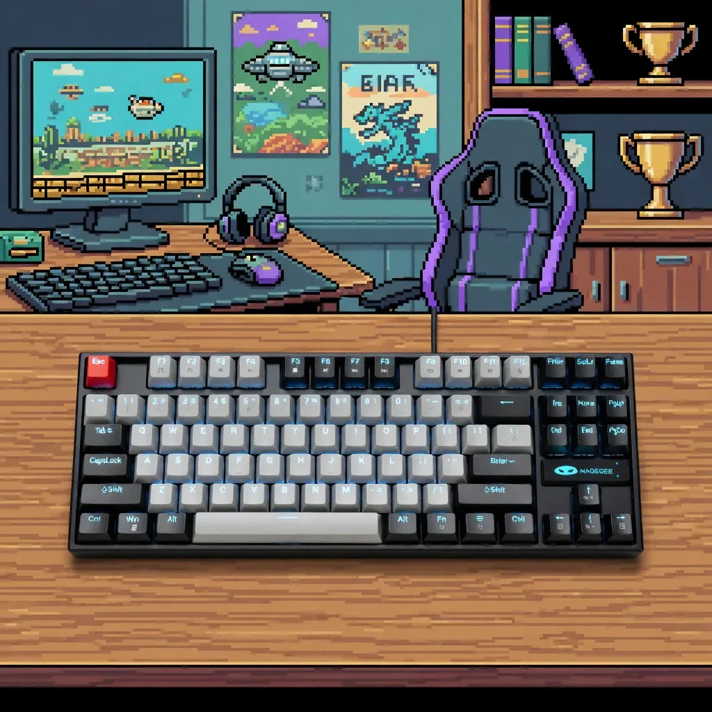 MageGee 75% Mechanical Gaming Keyboard | 87-Key TKL | Blue Switches | Blue LED Backlit
