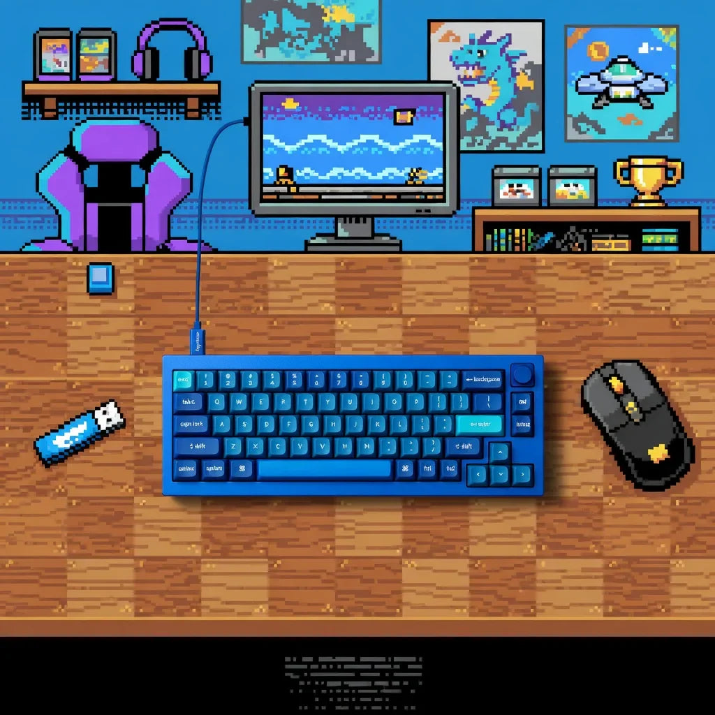 Keychron Q2 Wired Custom Mechanical Keyboard | 65% | Knob Version | QMK/VIA | Hot-Swappable | Gateron G Pro Red Switches | Double Gasket | Blue